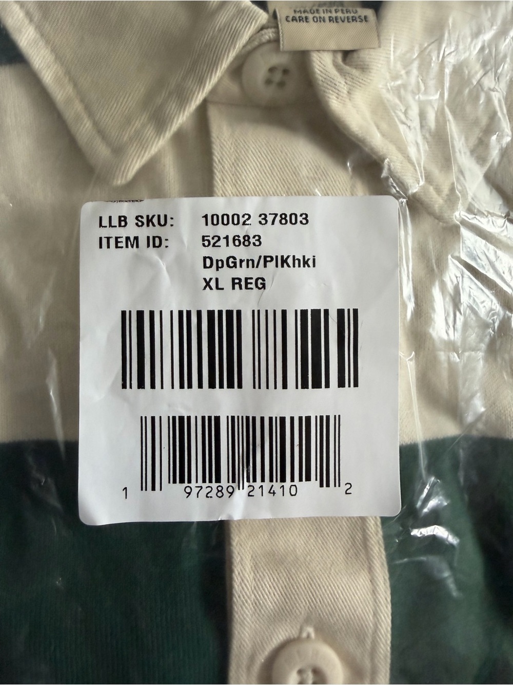 NWT L.L. Bean Deep Green and Cream Vintage Soft Rugby Shirt - Picture 4 of 9